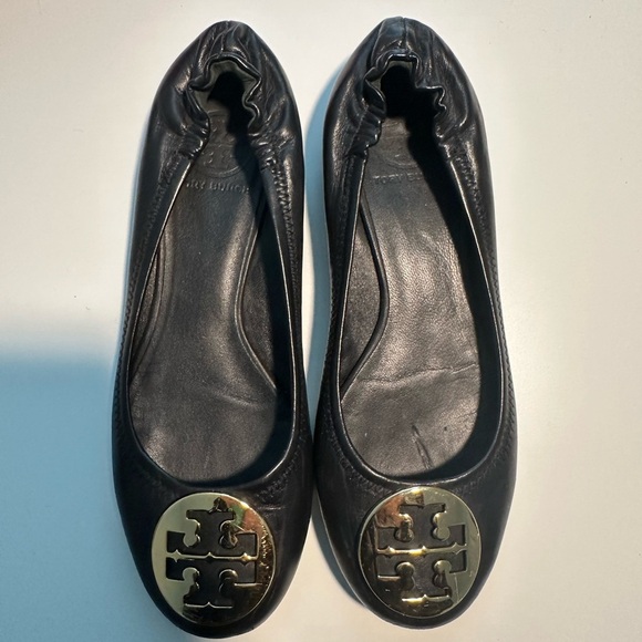 Tory Burch Ballet Flats, Black Leather 7M - Picture 1 of 3